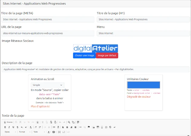 modification des pages