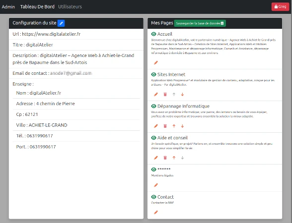 Console d'administration starter.js